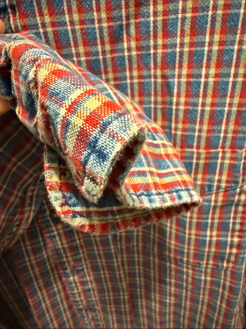 Vintage Abercrombie & Fitch Men’s Red, Blue and White Plaid Button-Down Shirt - Picture 2 of 5